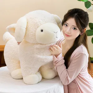 Soft cute lamb plush toy for kids hugging pillow doll gift, cozy bedroom companion decoration.