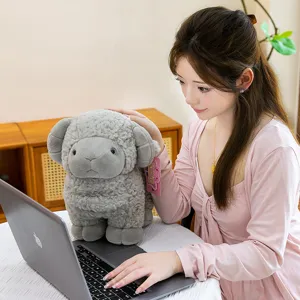 Soft cute curly fleece lamb plush toy hugging doll pillow lovely fluffy sheep gift kids.