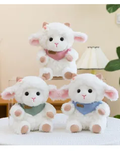 Morbido peluche di agnello con sciarpa colorata bambola di animale farcito per ragazze