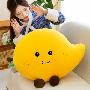 Joli coussin en peluche mangue doux oreiller de fruit de dessin animé pour canapé.