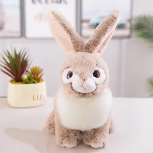 Süßes braunes und weißes Plüschkaninchen Stofftier weiches langes Fell Hase Puppe Geschenk