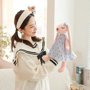 Cute long-eared plush rabbit doll, soft sleeping soothing pillow toy, perfect gift for girls.