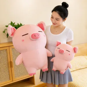 Süßes stehendes rosa Schwein Plüschtier Puppe weiches Schlafen Kissen Geburtstagsgeschenk