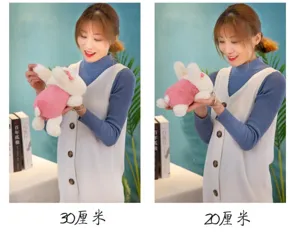 Simpatico coniglio di peluche animale imbottito con fiocco bambola morbida regalo