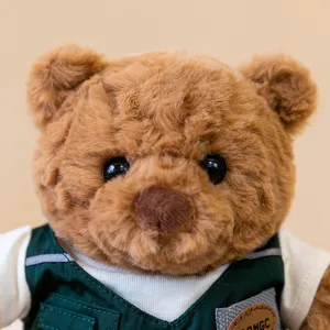 Simpatico orsacchiotto di peluche marrone con uniforme da baseball morbido bambola decoro
