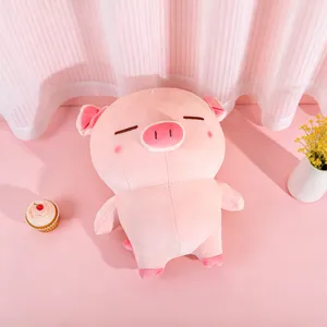 Süßes rosa schlafendes Schwein Plüschtier, weiches Stofftier Puppe, bequemes Umarmungskissen.