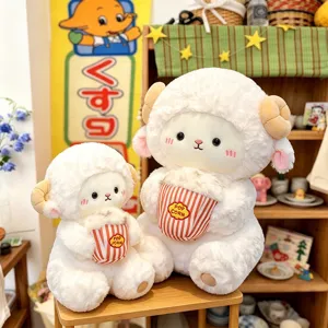 Cute sitting popcorn sheep plush toy soft soothing doll pillow sweet girl birthday gift