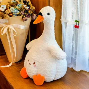 Cute white goose plush toy soft stuffed duck doll cute healing companion gift for kids