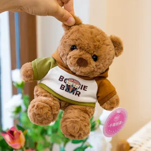 Simpatico orsacchiotto di peluche marrone giocattolo con felpa con cappuccio morbida bambola per regalo