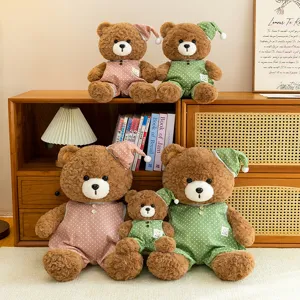 Cute pajama teddy bear plush toy doll fluffy stuffed animal cute companion birthday gift for girls