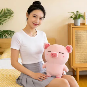 Niedliches rosa Schwein Plüschtier Puppe weiches Schlafkissen Detailansicht für Kinder