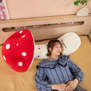 Mignon oreiller long corps de champignon peluche cartoon coussin de lit pour chambre.