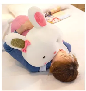 Simpatico coniglio di peluche dormiente morbido cuscino kawaii animale imbottito regalo per bambini