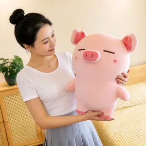 Schmuseschwein Plueschpuppe stehendes Schwein weiches Kissen Geburtstagsgeschenk fuer Kinder
