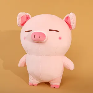 Süßes rosa stehendes Schwein Plüschtier Puppe weiches Kissen tolles Geschenk für Kinder.