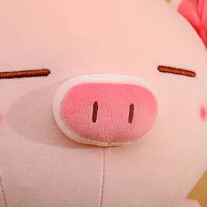 Niedliches rosa Plueschschwein Puppe Detailansicht weiches Kissen Spielzeug Geschenk.