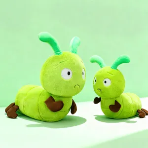 Carino Peluche Bruco Verde Animale di Peluche Cuscino Lungo
