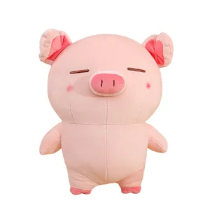 Süßes rosa Schwein Plüschtier Kuschelpuppe stehendes weiches Kissen als Geburtstagsgeschenk.