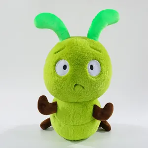 Simpatico peluche bruco verde, morbida bambola insetto, regalo perfetto per bambini e cuscino.