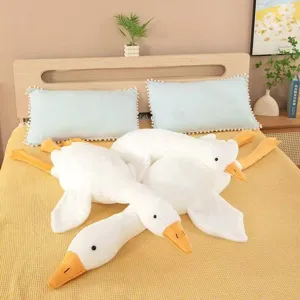 Cute giant white goose plush toy pillow, soft stuffed animal doll for girls, cozy companion.