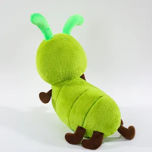 Simpatico peluche bruco verde, morbida bambola insetto giocattolo cuscino per regalo bambini divano.