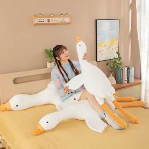 Cute giant white goose plush toy pillow soft stuffed animal doll for girls sleeping gift