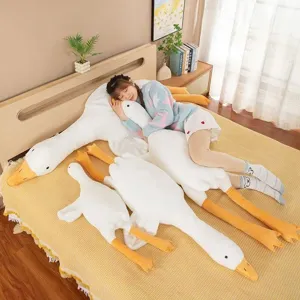 Giant white goose plush toy cute stuffed animal soft pillow sleeping doll gift for girls