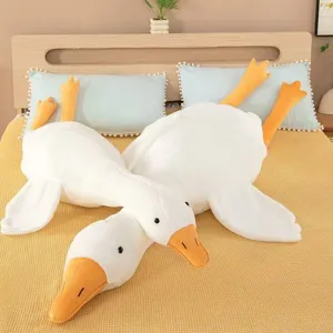 Giant white goose plush toy pillow, soft stuffed duck doll for kids and girls sleeping.