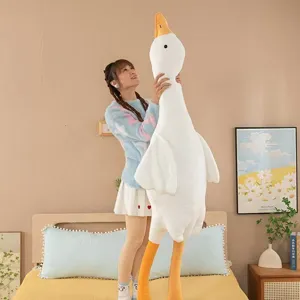 Giant white goose plush toy, soft hugging pillow and cute sleeping companion for girls.