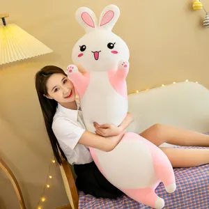 Cute couple rabbit plush toy pillow, soft hugging doll for sleeping and sweet birthday gift.