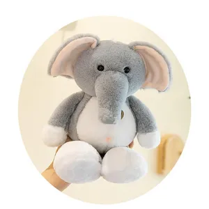 Cute grey elephant plush toy jungle animal soft doll for kids and nursery room decor.