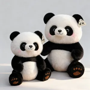 Set peluche panda gigante carino, bambola di peluche morbida posizione seduta per regalo.
