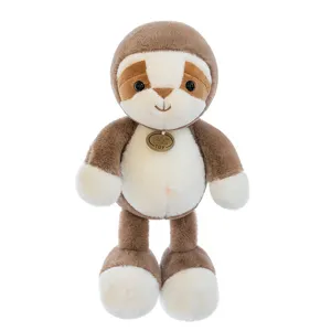 Cute sloth plush toy soft jungle animal doll for kids gift brown and white stuffed toy