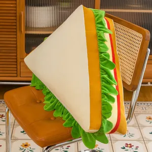 Cute 3D sandwich plush pillow soft food cushion toy for bedroom sofa home decoration nice gift