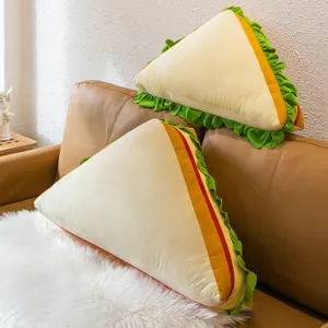 Cute sandwich plush pillow soft toy for couch sofa bed home decor cozy cushion gift