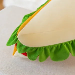 Cute sandwich plush pillow toy, soft stuffed food cushion for sofa and bed decoration use.