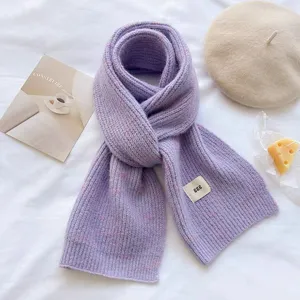 Women's Winter Warm Wool Blend Scarf Solid Color Knitted Soft Thickened Fashion Casual Cold Weather Neck Scarf