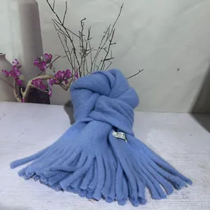 Plush solid color fringe scarf detail, soft and warm winter neckwear for women and men.