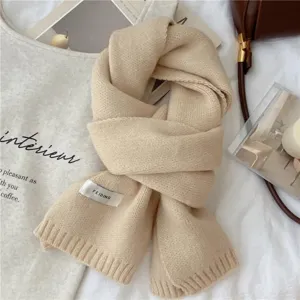 Écharpe Tricotée Couleur Unie Classique Hiver Chaud Doux Longue Écharpe Décontractée Polyvalente Chauffe-Cou Pour Femmes Hommes