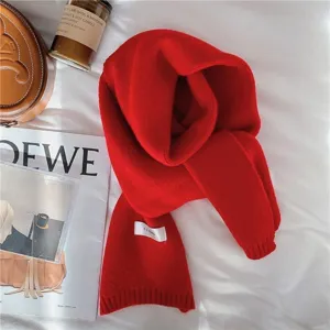Écharpe tricotée rouge pour femmes et hommes, écharpe d'hiver unie chaude et confortable.