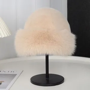 Bonnet d'hiver en fausse fourrure, chapeau de mouton pelucheux chaud et coupe-vent.