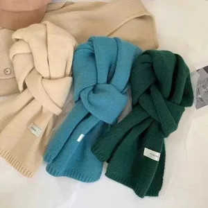 Écharpe en tricot douillette pour femmes et hommes, tour de cou chaud unicolore pour l'hiver.