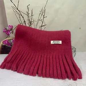 Solid color tassel soft fluffy winter scarf for women and men, warm cozy fleece neck warmer.