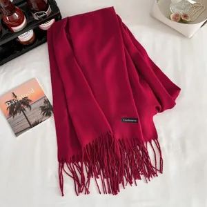 Winter warm cashmere-feel tassel scarf for men and women couple gift stylish shawl.
