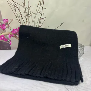 Solid color plush tassel scarf for women and men, winter thick warm cozy neck wrap.