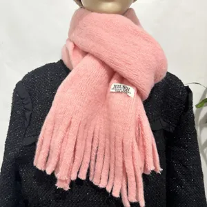 Winter Women's Imitation Cashmere Scarf Solid Color Tassel Warm Soft Casual Fashion Long Winter Neck Scarf