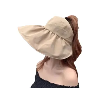 Sombrero de sol vacío de ala ancha para mujer, protección UV verano exterior transpirable playa.