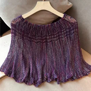 Zomer vrouwen kleurrijke holle gebreide cape zonbescherming sjaal ademende poncho trui top