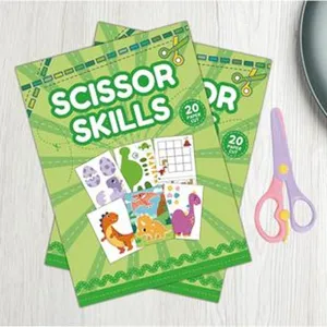 Livre d'activités de découpage dinosaure pour enfants avec ciseaux de sécurité et loisirs.