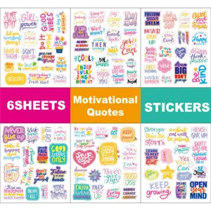 6 sheets motivational quotes waterproof stickers pack for water bottles laptop luggage